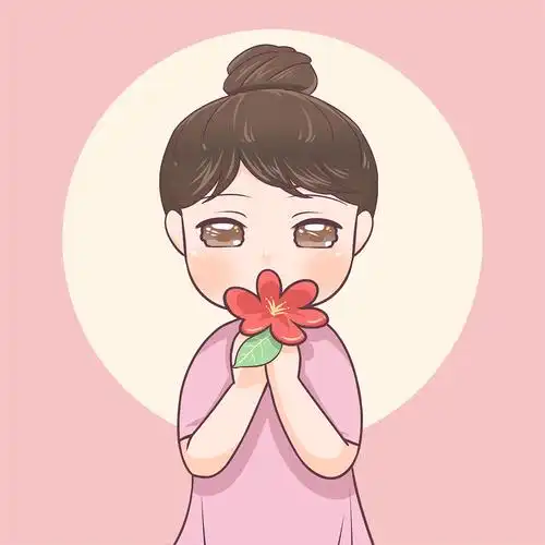 文艺手绘卡通文静丸子头女生头像图片