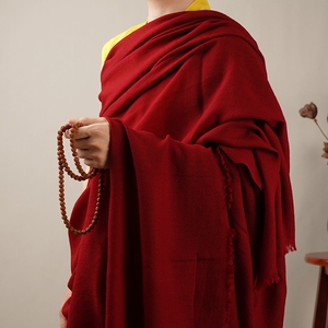 红色面料薄款披肩喇嘛藏传瑜伽僧衣袈裟新品僧人上师西藏羊绒披单