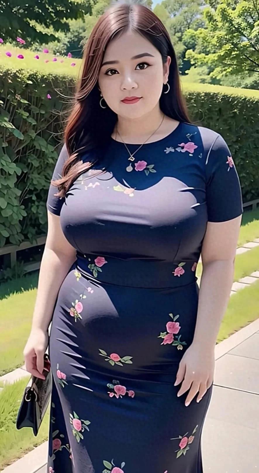 美女胖子驾驭印花旗袍游刃有余!_穿着_魅力_风格