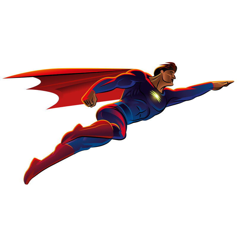 飞行的超人矢量插图