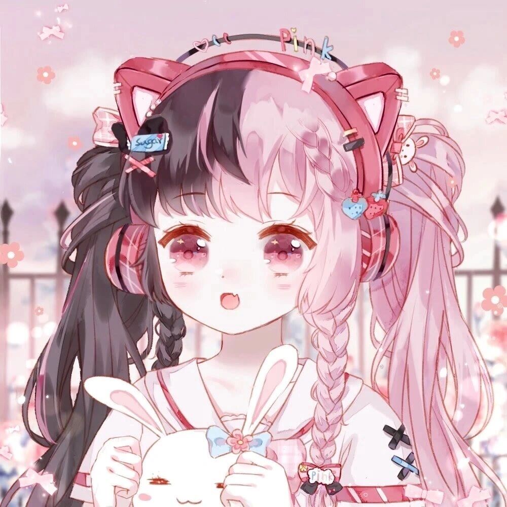 粉色系动漫女生头像(3) 抱图可以,首先点赞收藏.