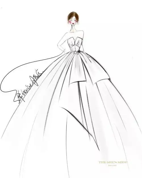 婚纱定制手绘|来自miss_阿芳芳芳 手绘插画 素材 设计稿 铅笔画婚纱