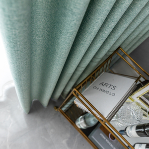 ins莫兰迪北欧现代简约轻奢纯色湖水绿窗帘格子成品遮光2020新款