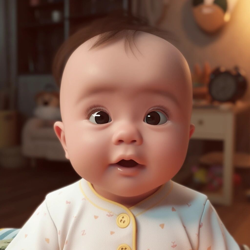 midjourney免费做宝宝头像100张(21) 再次收获大眼萌娃一只可爱得不要