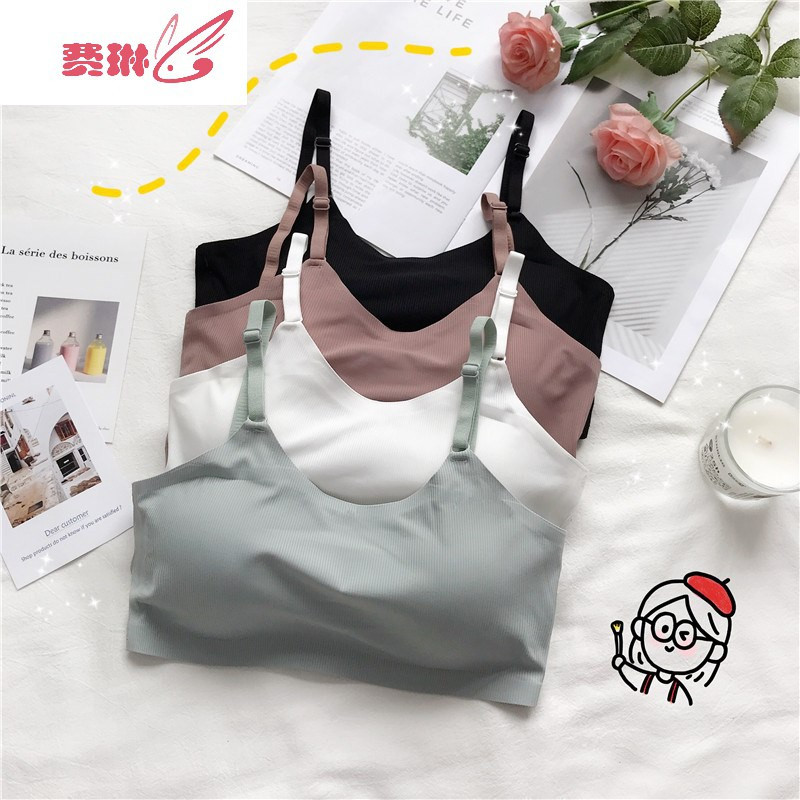聚拢文胸无钢圈少女薄款美背学生内衣吊带抹胸小胸罩 费琳文胸套装