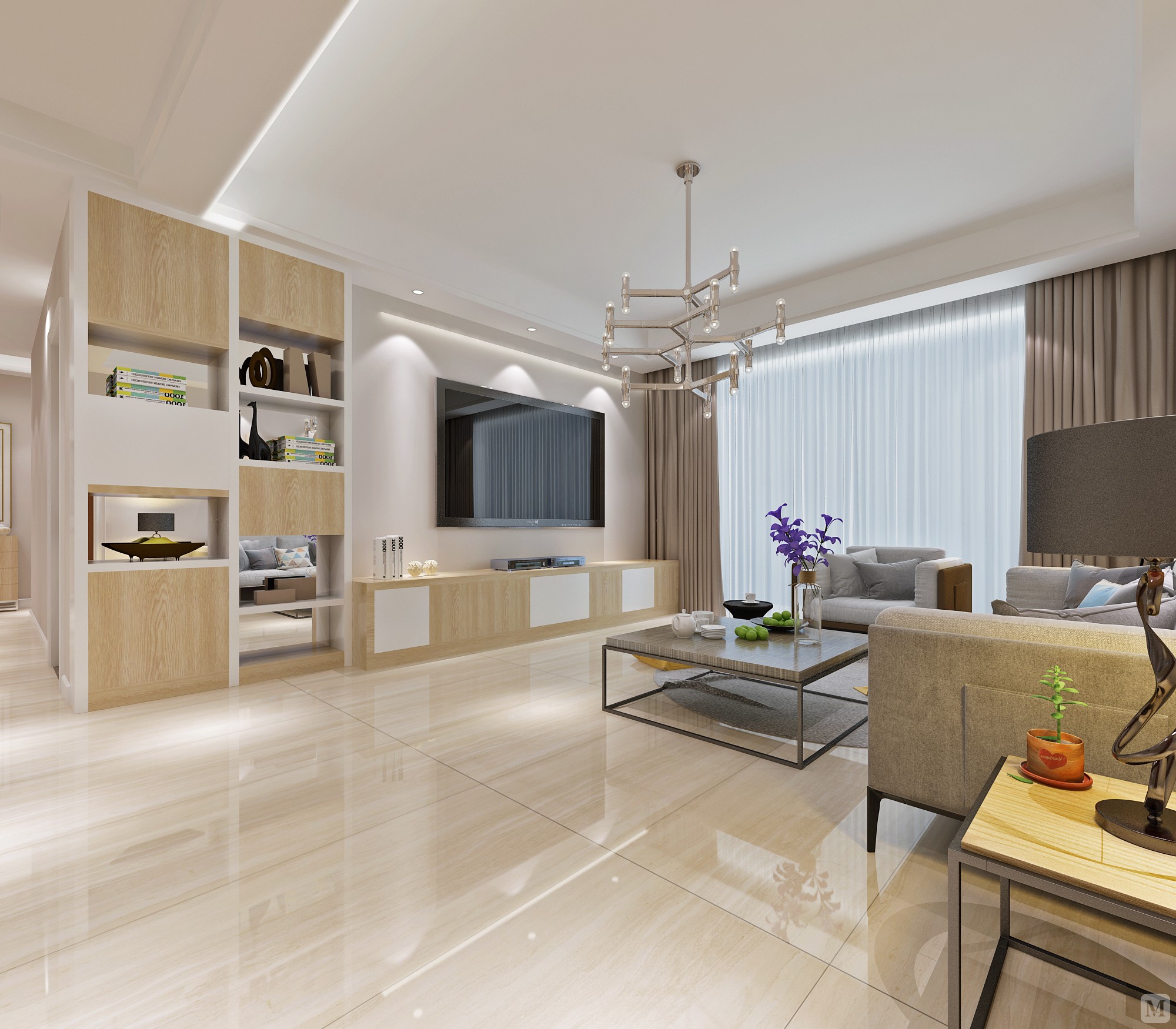 6万135㎡简约三房装修简约时尚的平层住宅-红星美凯龙家装效果图