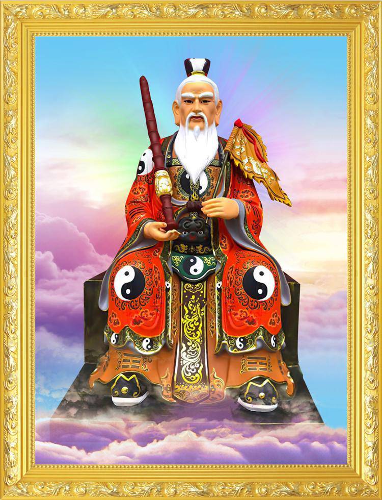 尤柯宝 适用姜太公神像大款姜太公姜子牙神像画像挂像挂画贴画神仙画