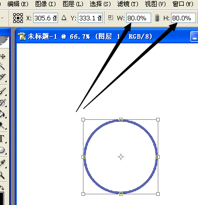 ps中如何对一个圆选框进行圆心等比例缩放?