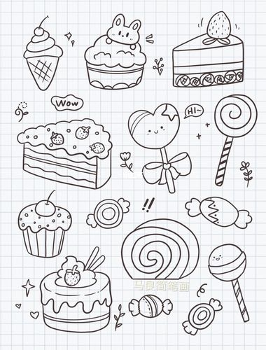 甜点怎么画画美食简笔画甜点