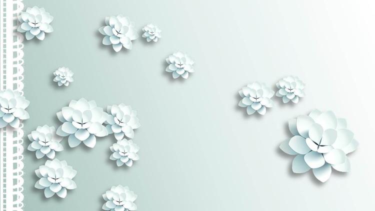 唯美银白色花朵ppt背景图片