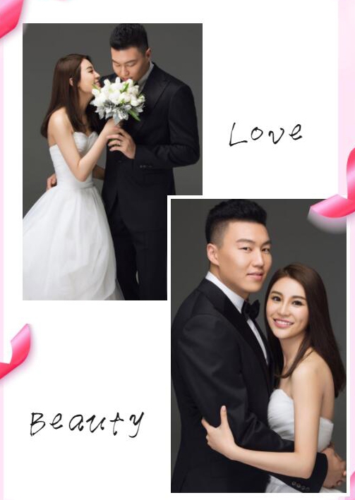 李根夫妇甜蜜婚纱照