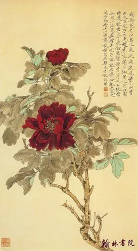 于非闇牡丹图高清工笔