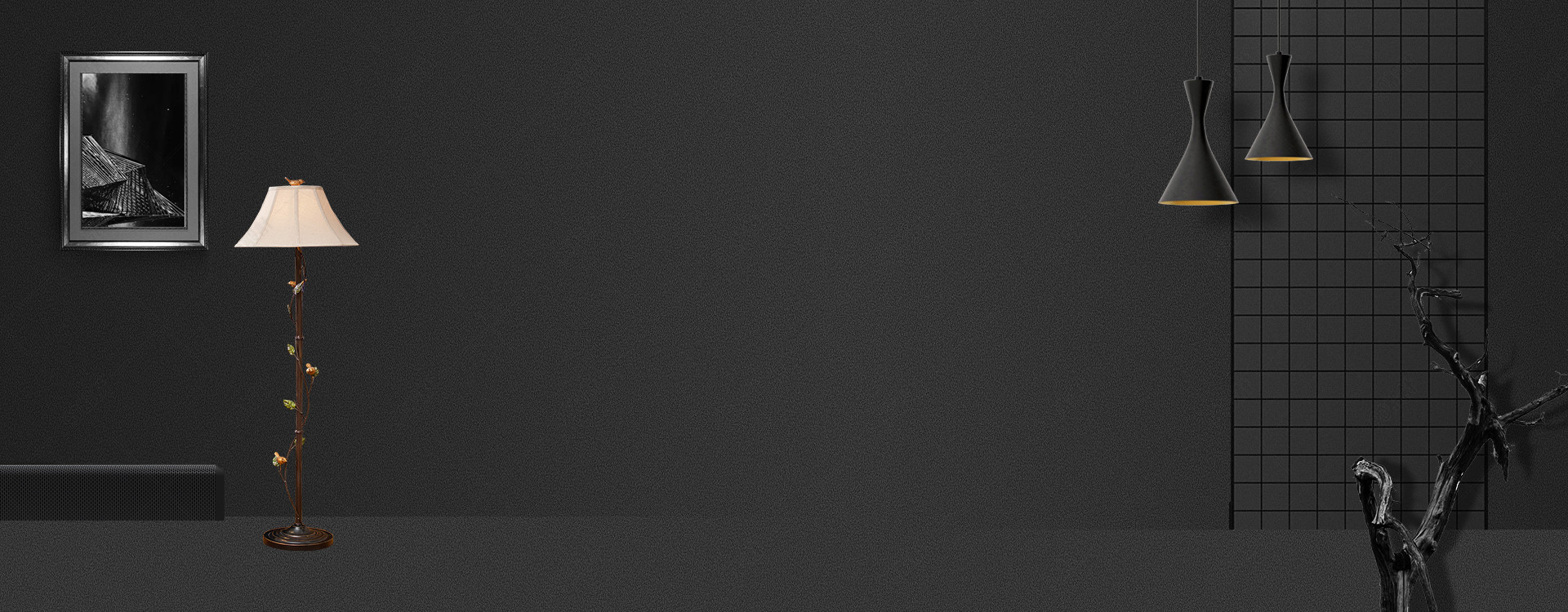 黑色质感大气简约空间箱包服装配饰商务皮鞋海报背景