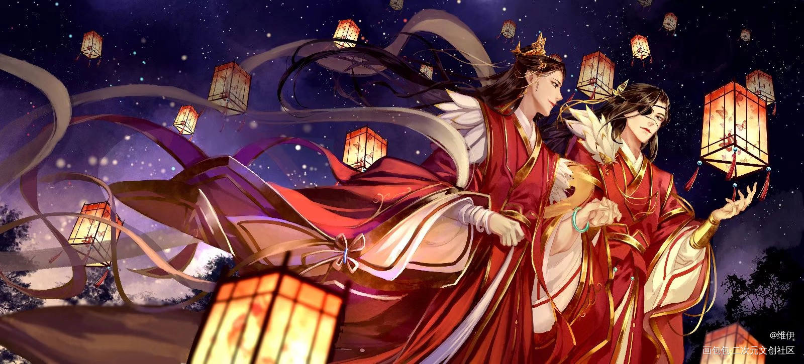 大婚_天官赐福花怜古风绘画作品