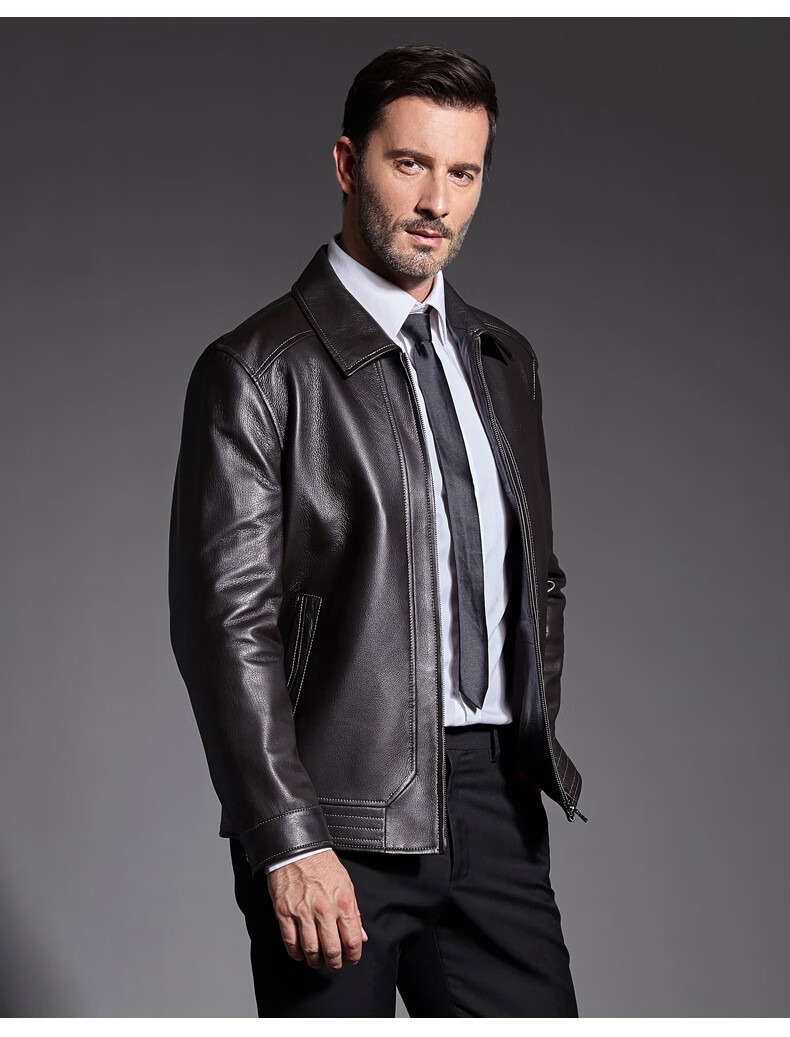 星达维西(stadweex)轻奢品牌2020新款进口鹿皮真皮皮衣男士翻领皮夹克