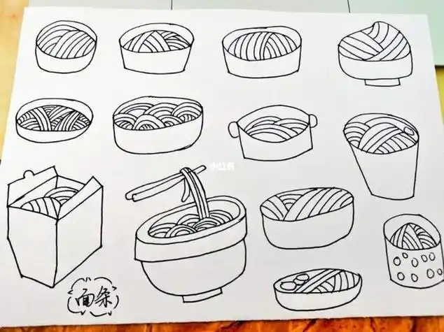 幼师day152---简笔画面条90简笔画面条幼师文化绘画