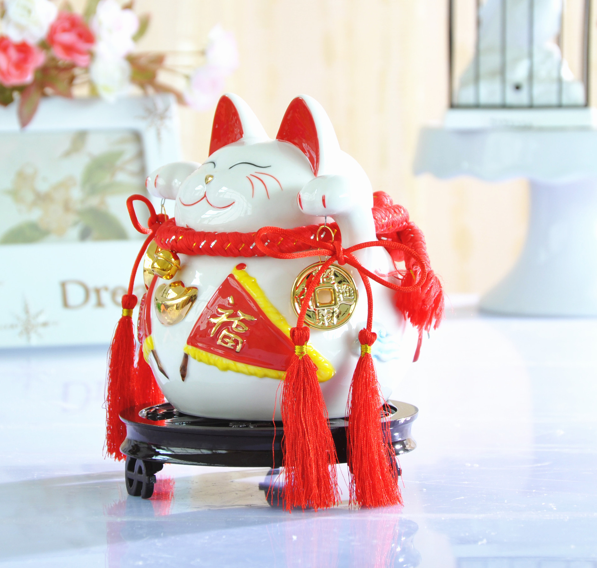 万亿堂中国风招财猫 开业礼品摆件存钱储蓄罐招财猫 大号财福双收