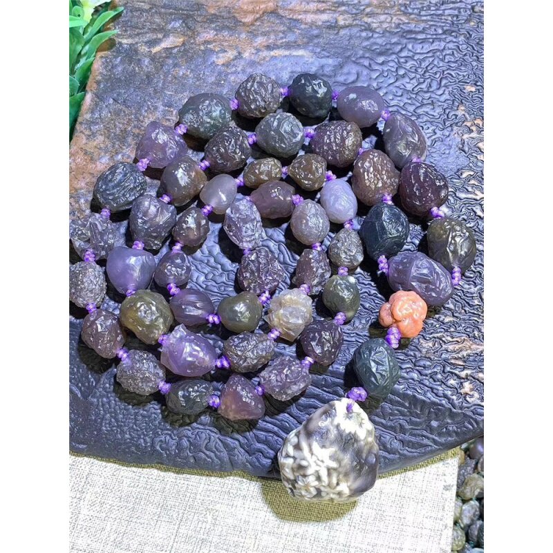 玛瑙新疆紫罗兰原石项链戈壁壁石毛衣链紫筋脉颈饰