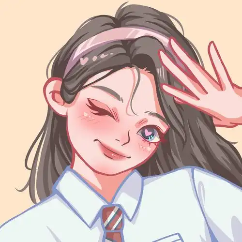 可爱卡通俏皮眨眼少女头像图片