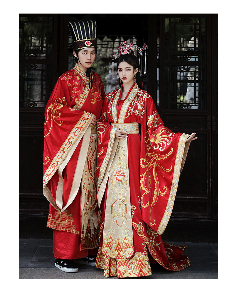 汉服嫁衣凤冠霞帔新娘婚礼中式婚纱古装花嫁凤求凰结婚拖尾秀禾服