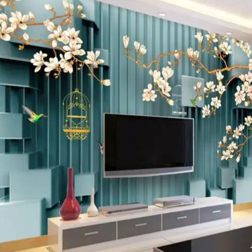 3d立体无纺布墙纸电视背景墙壁纸简约现代客厅中式壁画5d无缝墙布