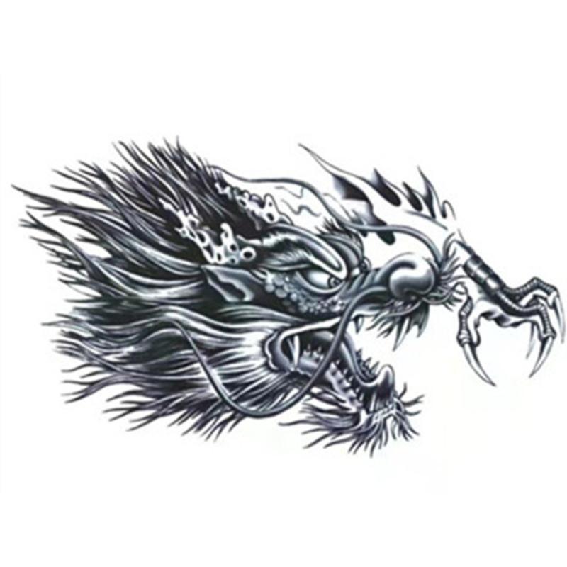 胸前霸气龙头纹身贴防水男女持久半臂手臂胸部龙狼头仿真刺青贴