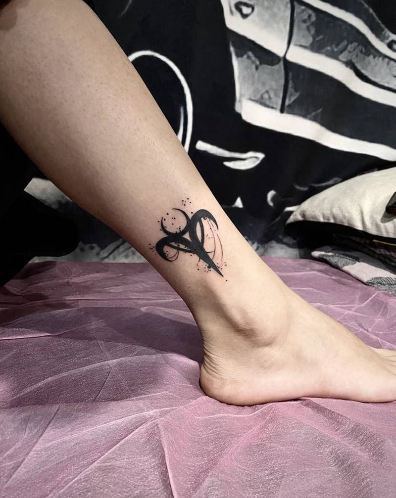 星座脚踝纹身纹身图片_腿部脚部图腾点刺星座纹身图案