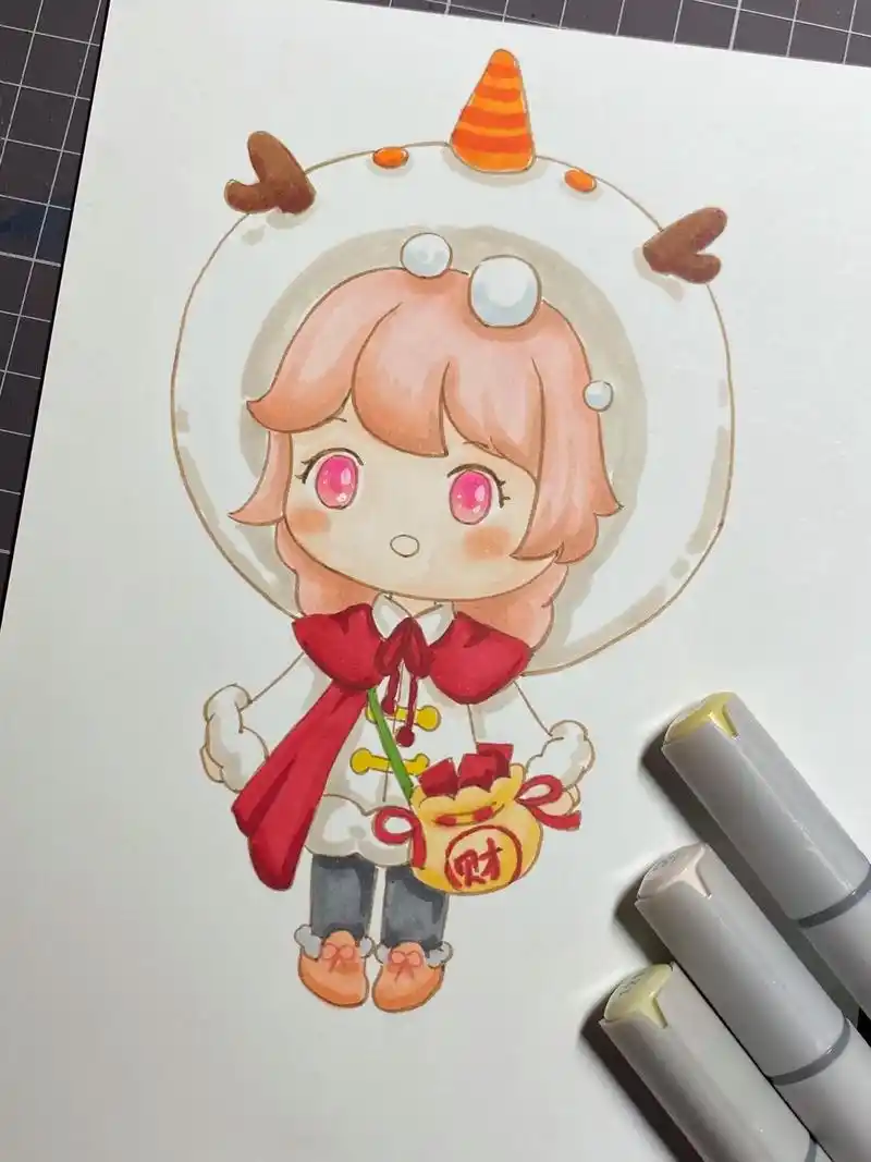 迷你世界雪圆圆绘画线稿.#创作灵感 #马克笔手绘 #动漫人物 - 抖音