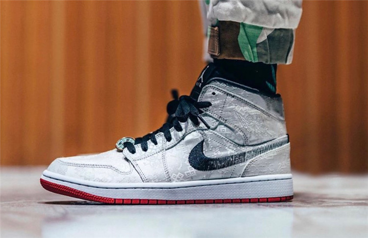 nike/耐克 edison chen x air jordan 1 aj1 mid 陈冠希 白丝绸 cu