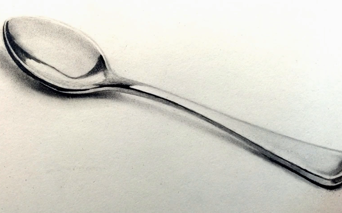 零基础素描手绘入门教学视频 蔡海晨素描教你画【金属勺子】详细素描