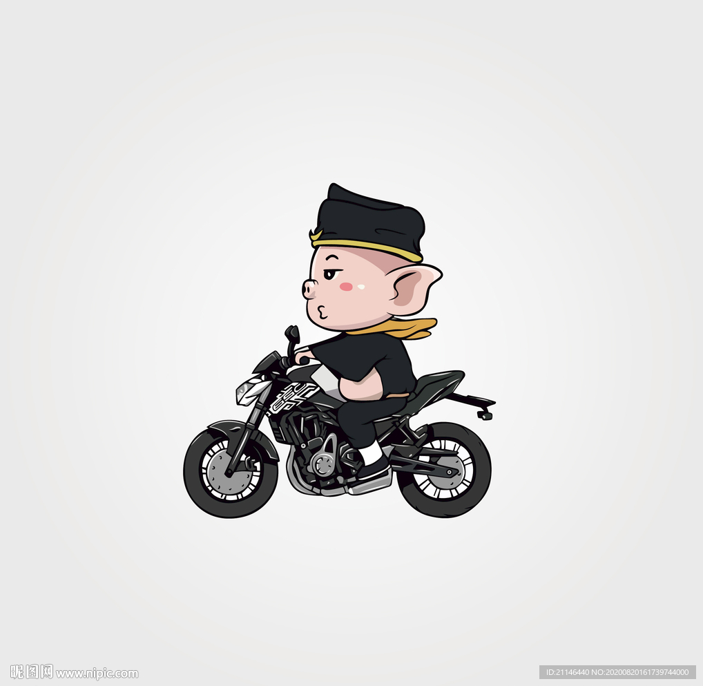 猪八戒骑摩托车贴矢量图图片