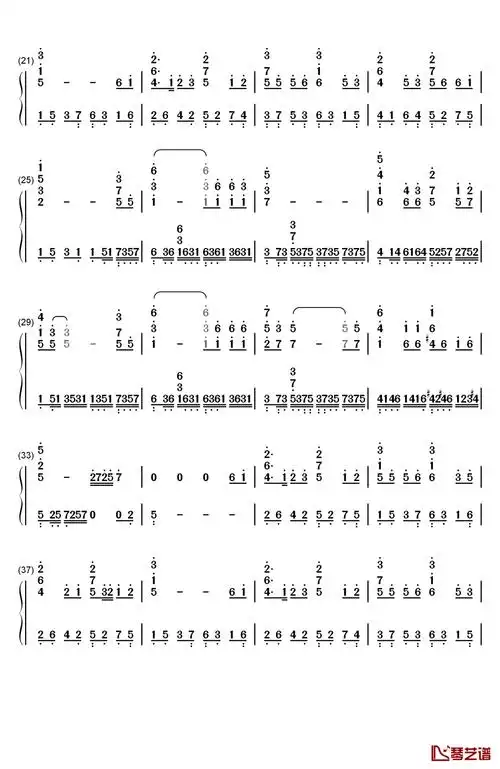夕颜钢琴简谱-数字双手-能登麻美子2