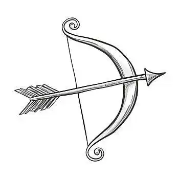素描,爱神丘比特,弓,风格,插画,弓箭,象征,爱情,情人节,矢量