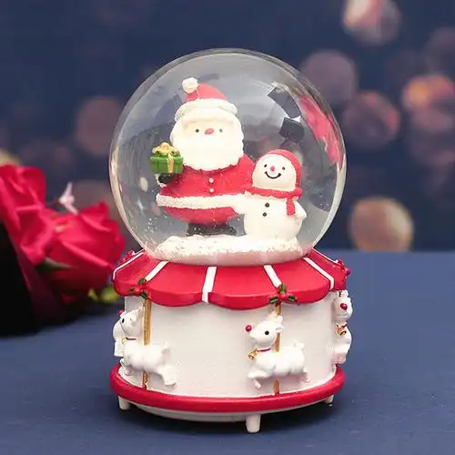 2019新款圣诞老人水晶球圣诞节水球旋转飘雪八音盒音乐盒礼物