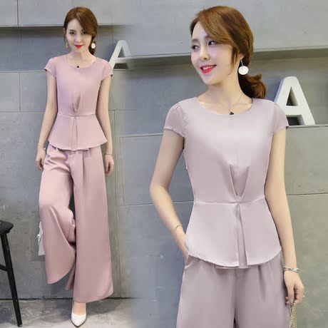 时尚两件套2016夏装新款女装韩版气质修身衣服夏季阔脚裤套装女潮