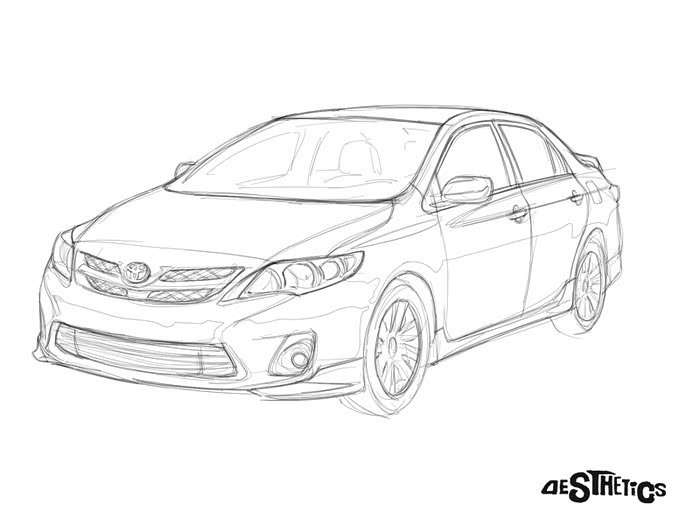 【图】(车与美学)第一季,corolla卡罗拉1-11代纯手绘线稿_汽车插画