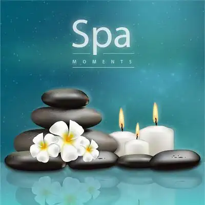 石头蜡烛美容养生spa水疗矢量图