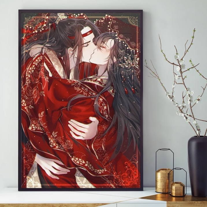 魔道祖师忘羡天天大婚2023新款动漫人物贴钻十字绣卧室带框钻石画