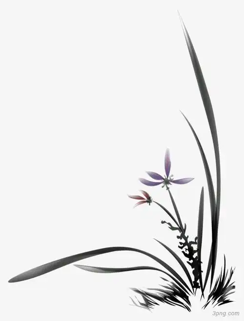 水墨兰花png素材透明免抠图片装饰效果