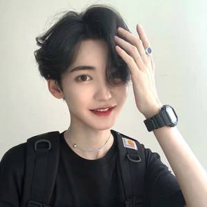 韩版假发男女帅气t中分短直发蓬松自然学生中性纹理烫卷全头套式