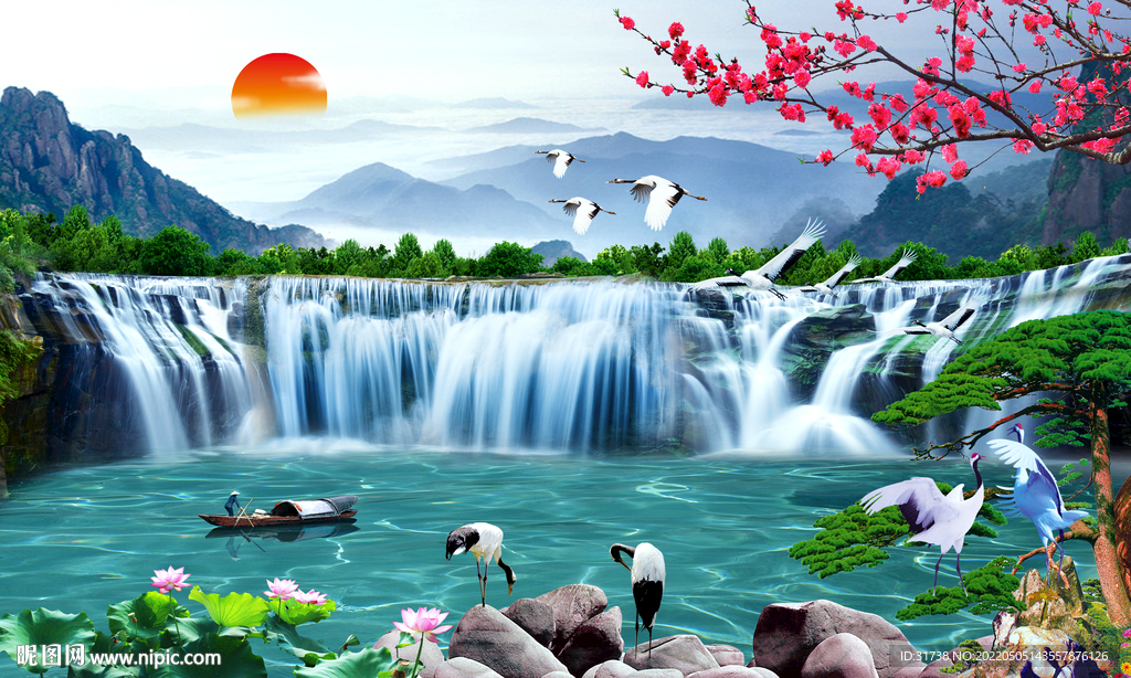 八方聚财山水设计图__风景_psd分层素材_设计图库_昵图网nipic.com