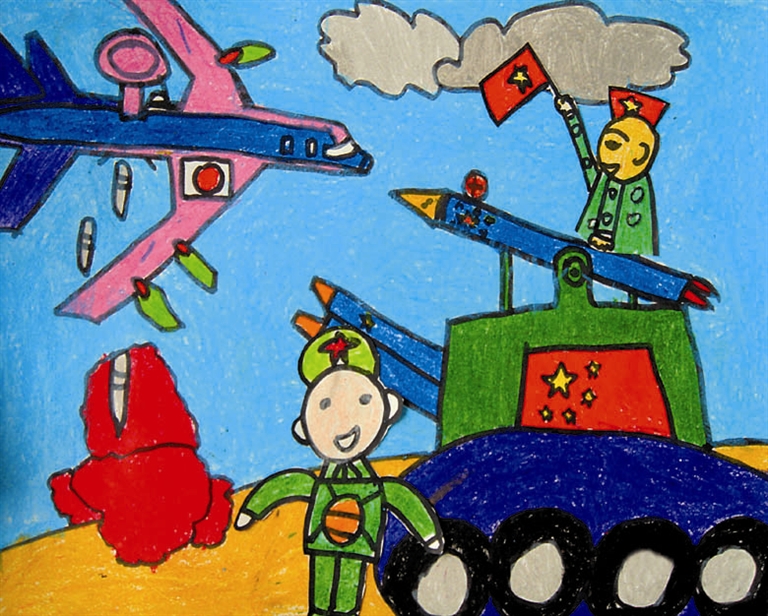 向解放军叔叔敬礼