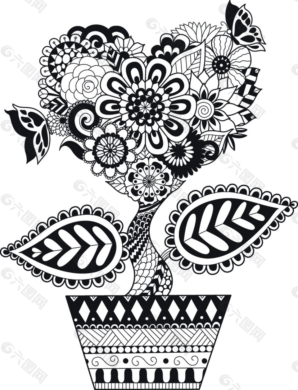 花纹手绘爱心涂鸦装饰素材背景设计元素素材免费下载(图片编号