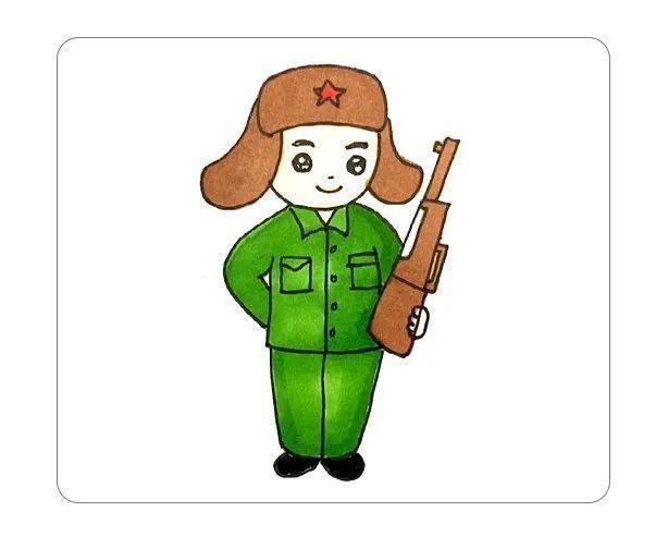 英雄人物雷锋简笔画雷锋创意儿童画卡通画马克笔少儿手抄简笔画简笔画