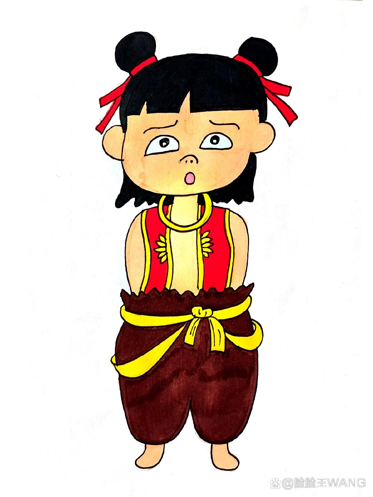 哪吒简笔画,我是小妖怪逍遥又自在