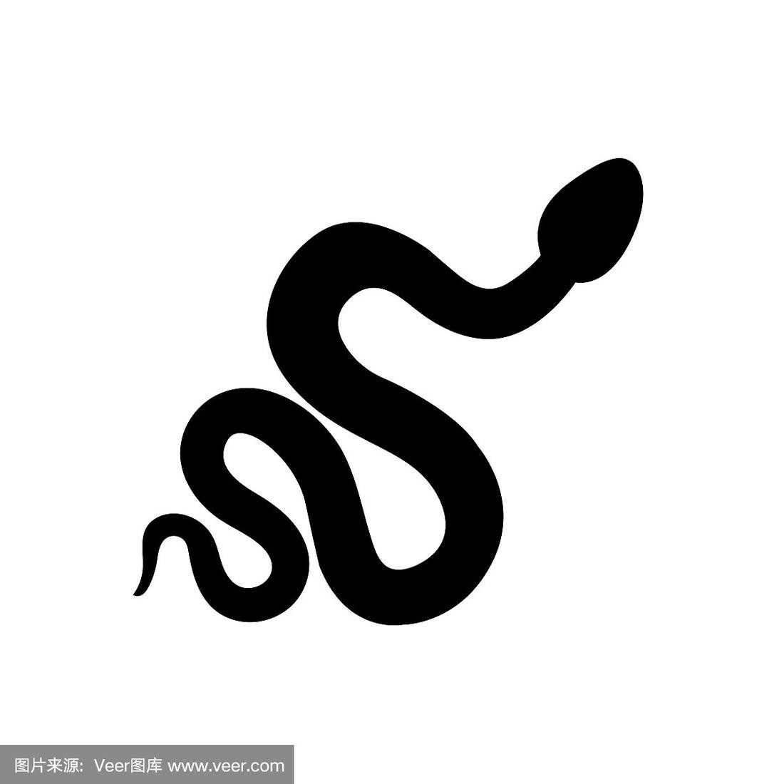 蛇图标,标志孤立在白色背景
