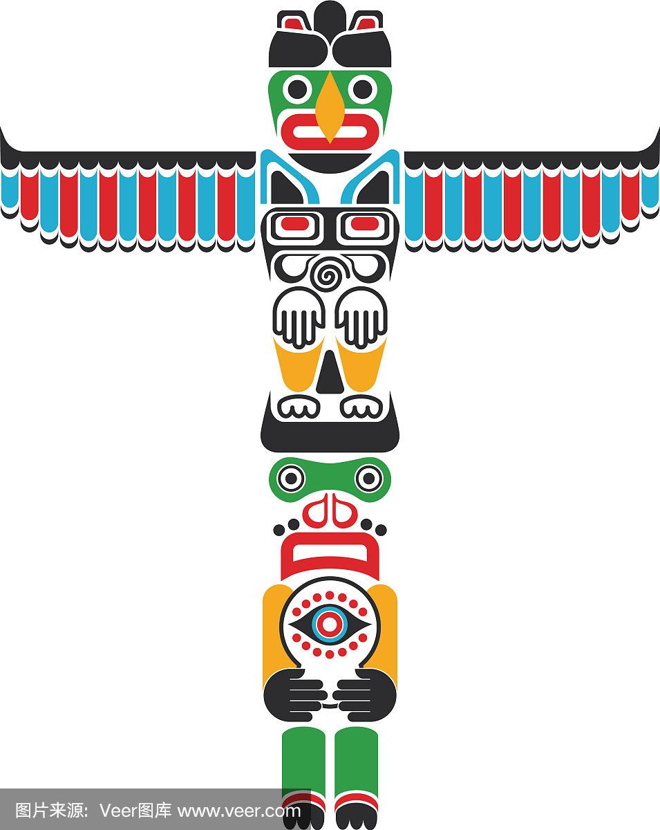 美国印第安图腾平色上