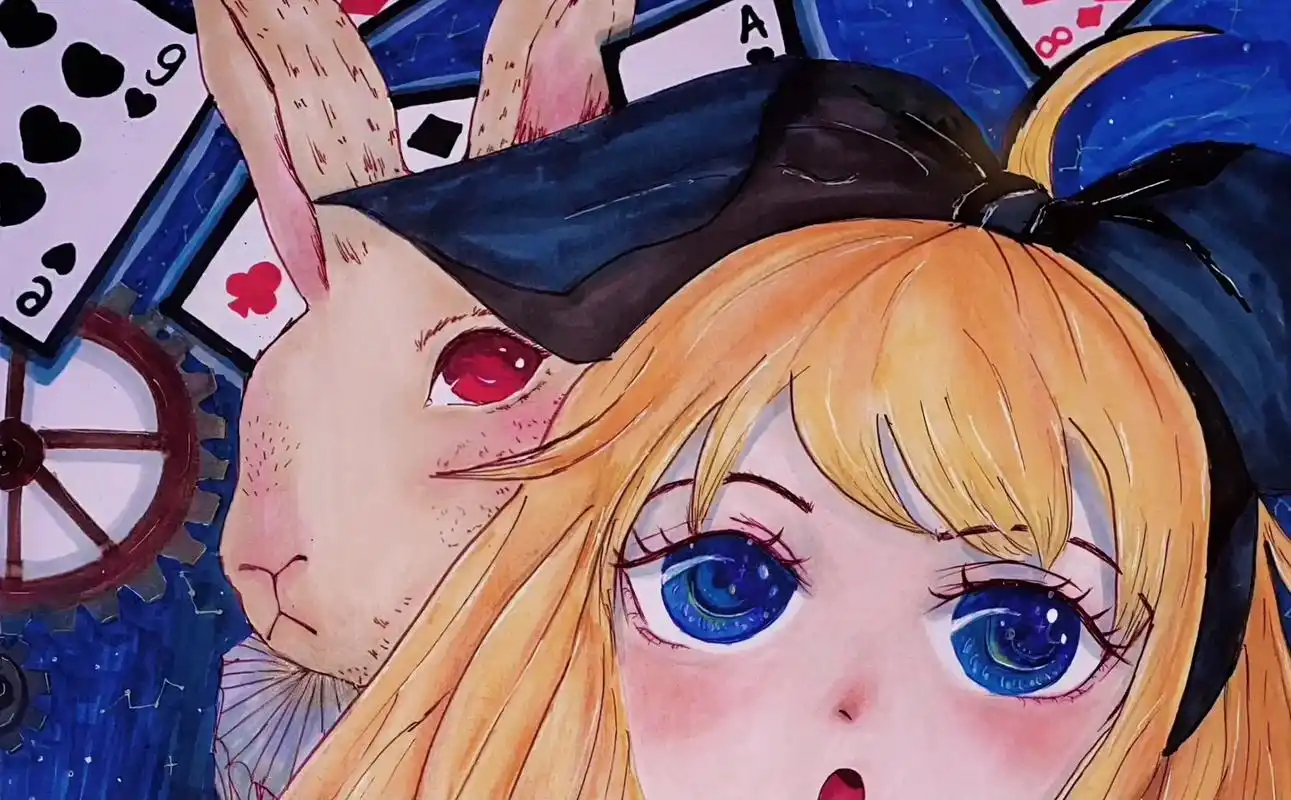 手绘 #动漫人物绘画 #爱丽丝梦游仙境 - 抖音