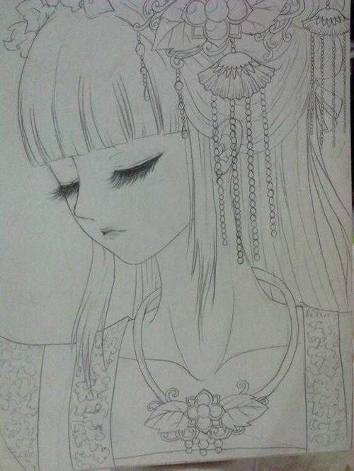 女孩的简笔画犹抱琵琶半遮面古风小女孩简笔画教程人物简笔画古装简单