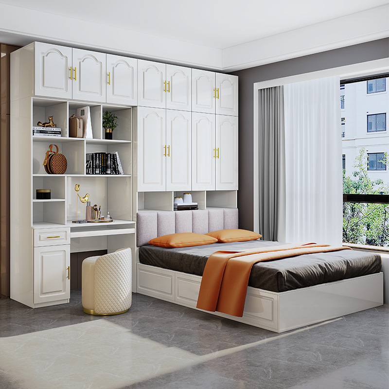榻榻米床衣柜一体现代简约小户型组合储物高箱多功能儿童房双人床